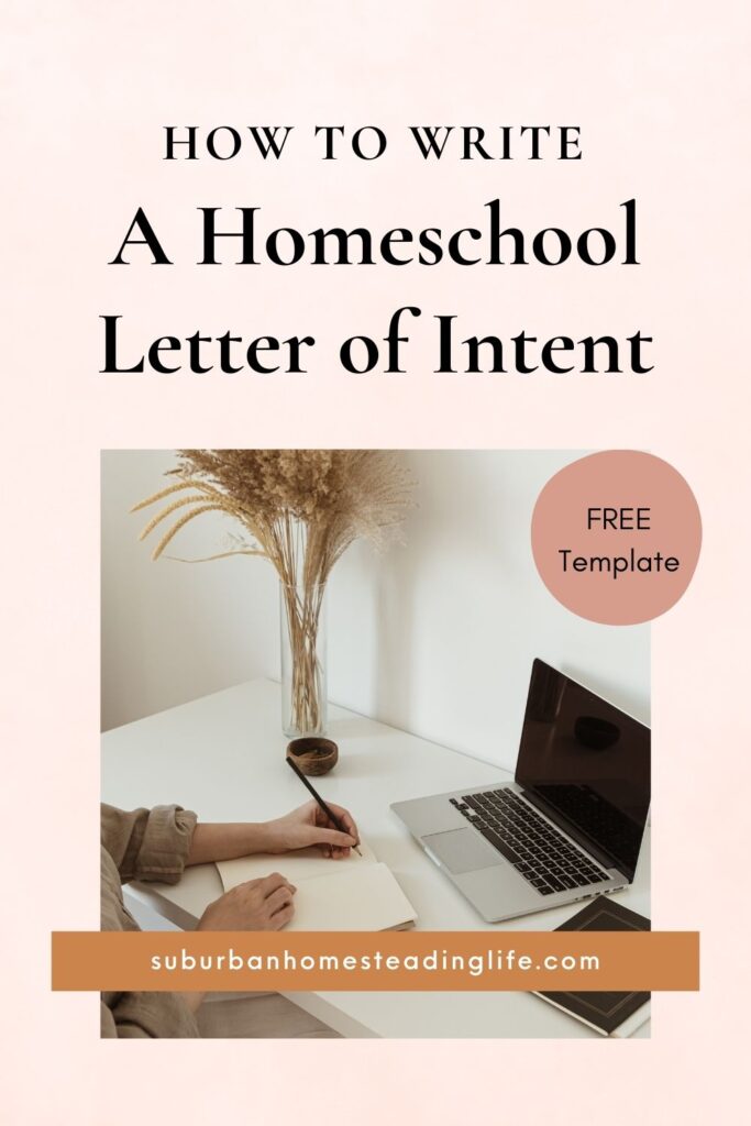 Template for Homeschool Letter of Intent 